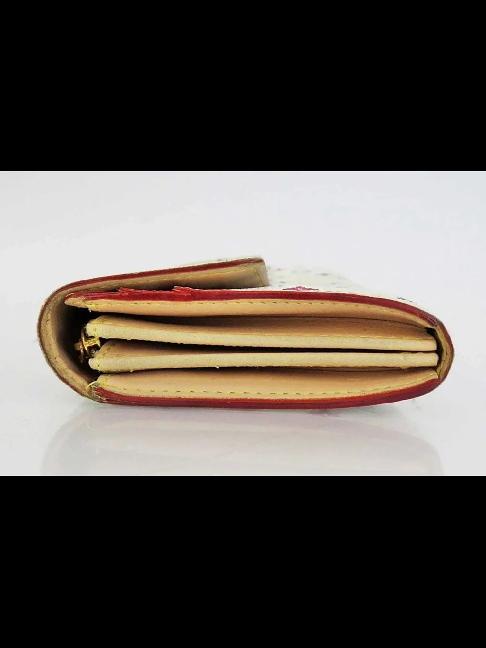Louis Vuitton Multicolor Monogram White Canvas Wallet with Gold Button
